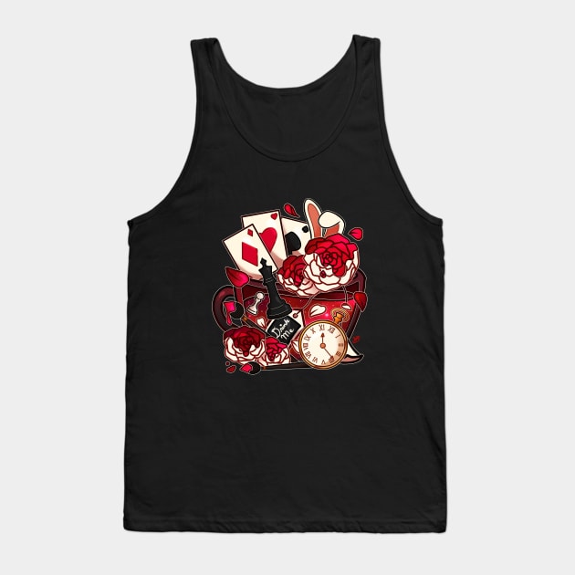 Alice in Wonderland Teacup - Painting Roses Tank Top by heysoleilart